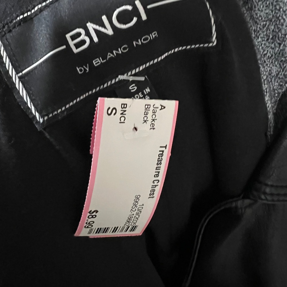 BNCI by Blanc Noir Black Faux Leather Hooded Moto Jacket Women's Size S - Picture 9 of 9